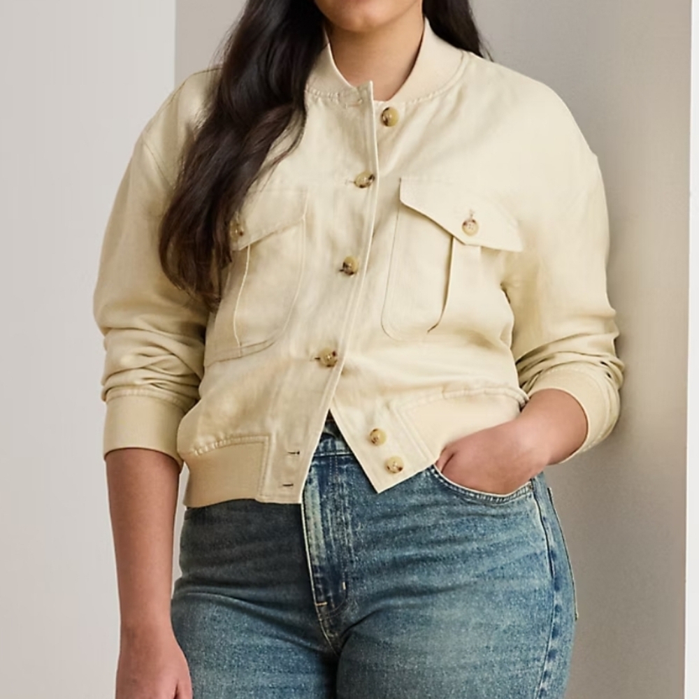 RALPH LAUREN Linen-Blend Jacket Sz 18 NWT
